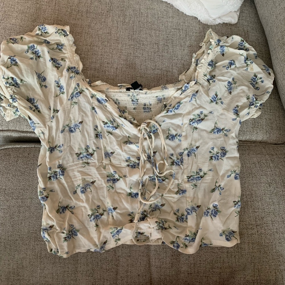 White Floral Crop Top